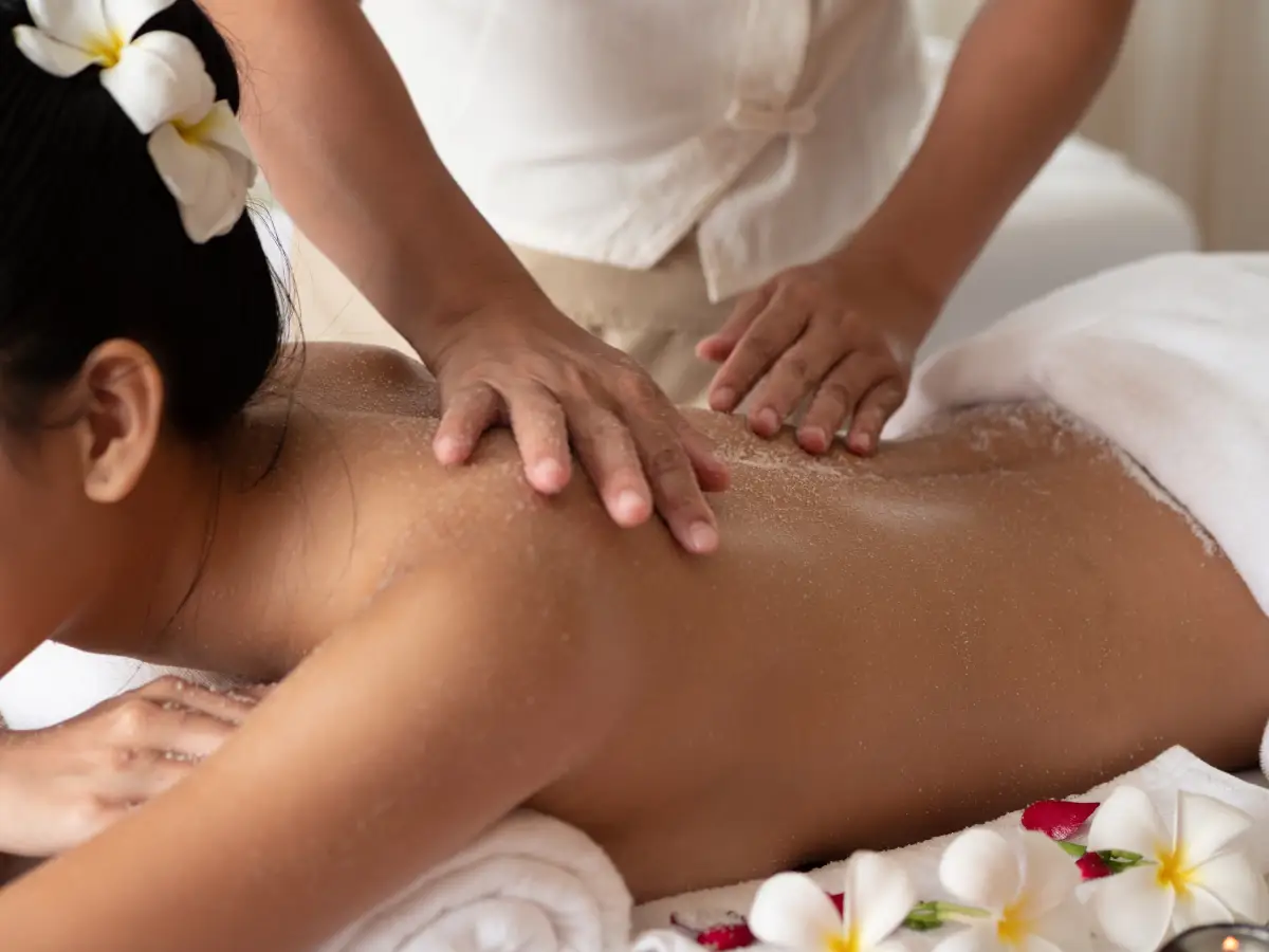 a woman getting a back massage