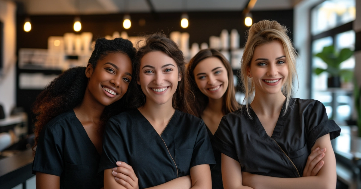 a group of women smiling